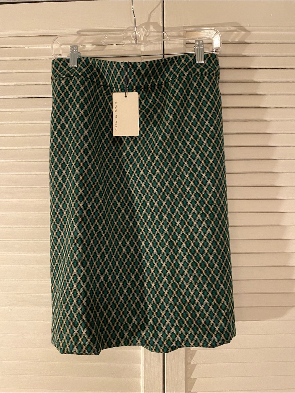 Skies Are Blue Green Diamond-Pattern A-Line Skirt